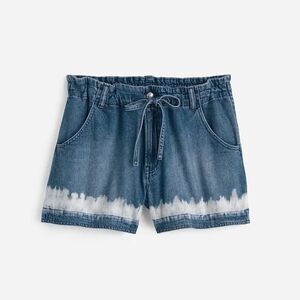 New Madewell Japanese Shibori Hand-Dyed Tie-Waist Denim Shorts, XS